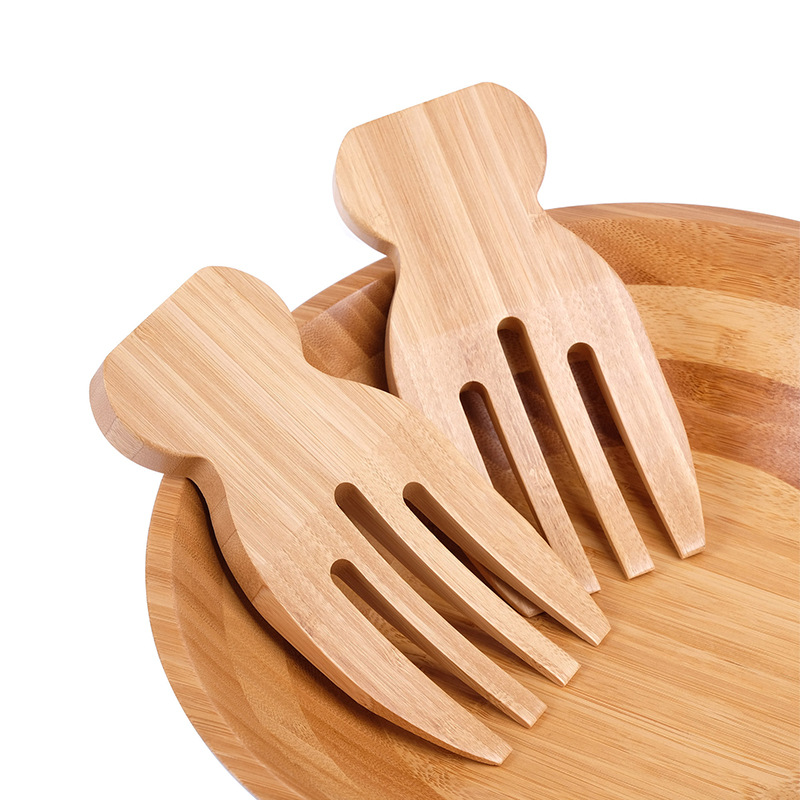 Kitchen Helper Gadgets - 2Pcs Salad Hands Bamboo Salad Servers