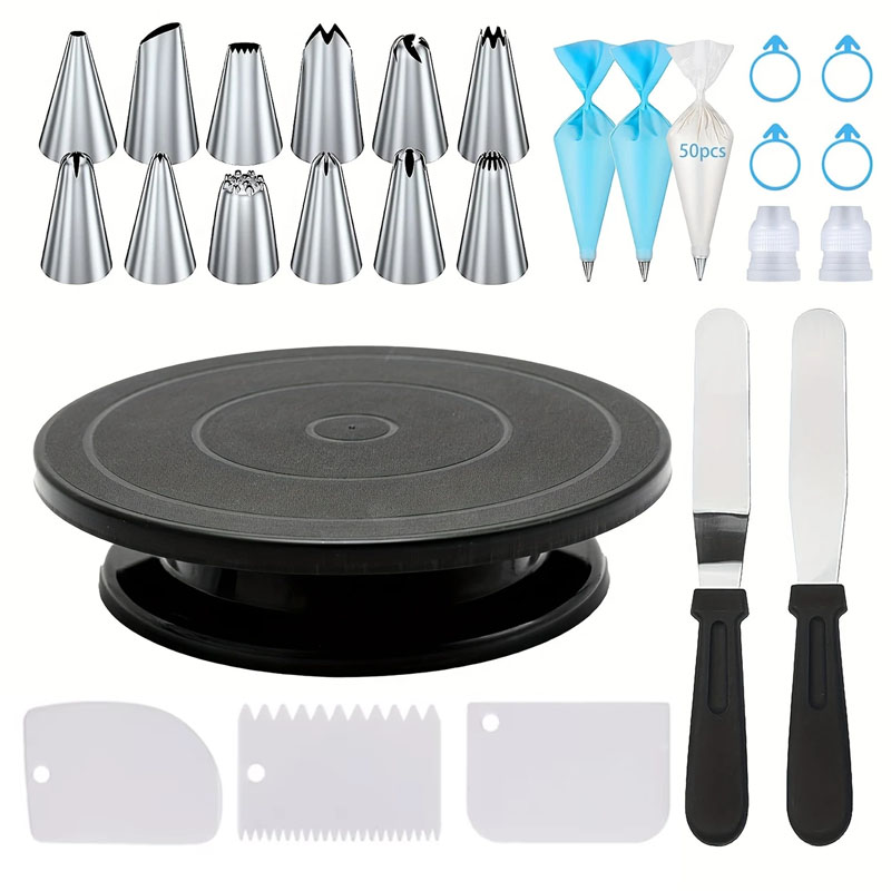 Cake Decorating Turntable - 76-Piece Cake Decorating Tool Kit -Non-Slip
