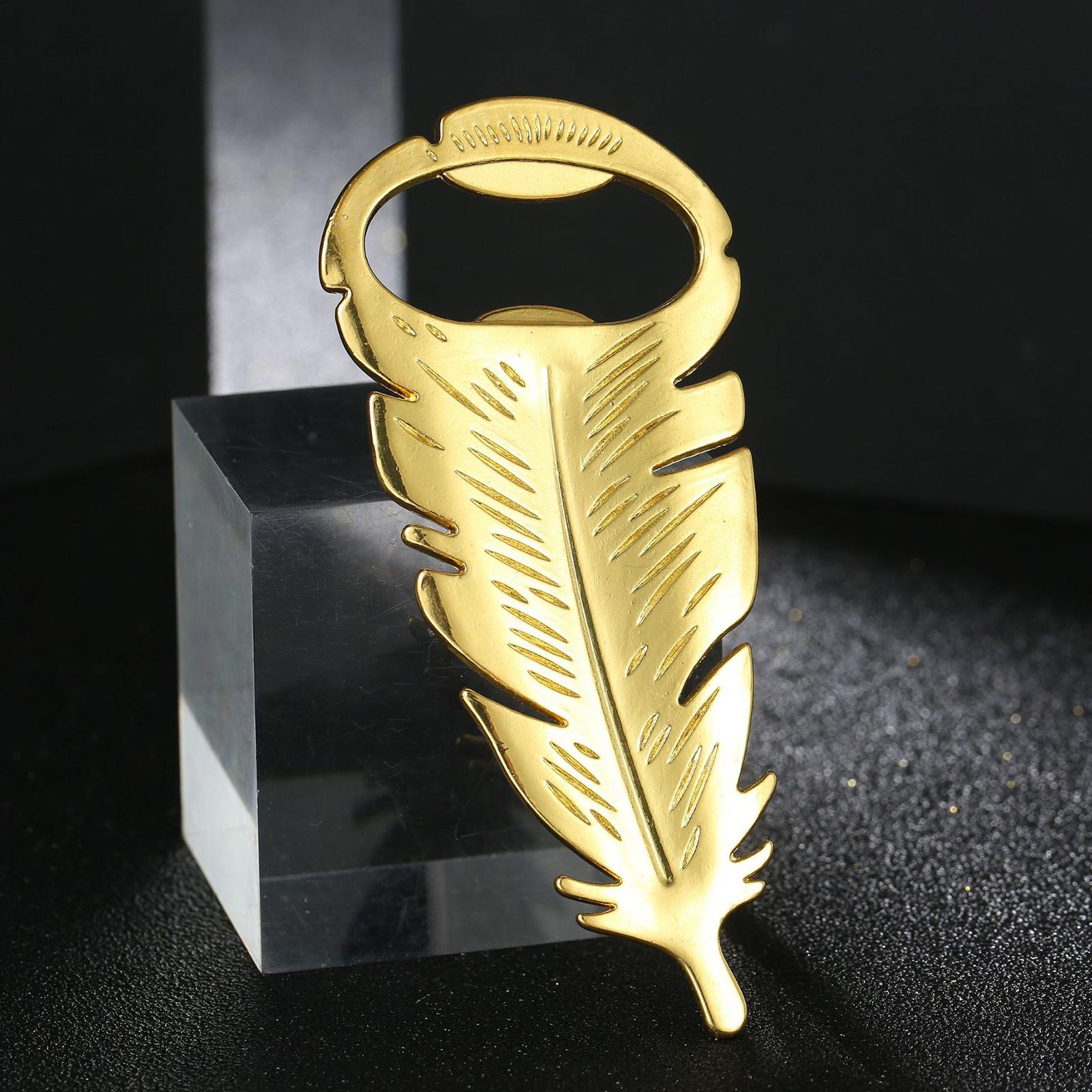 Kitchen Gadgets Home Party - Beer Bottle Opener Gold FeatherShape Caps