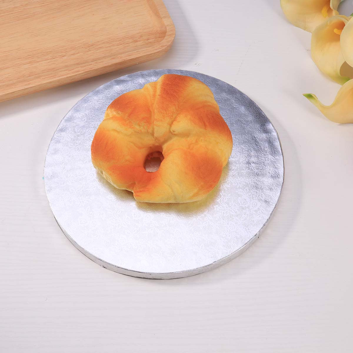 Cake Decorating Turntable - 8 Inch Round Silver Board For