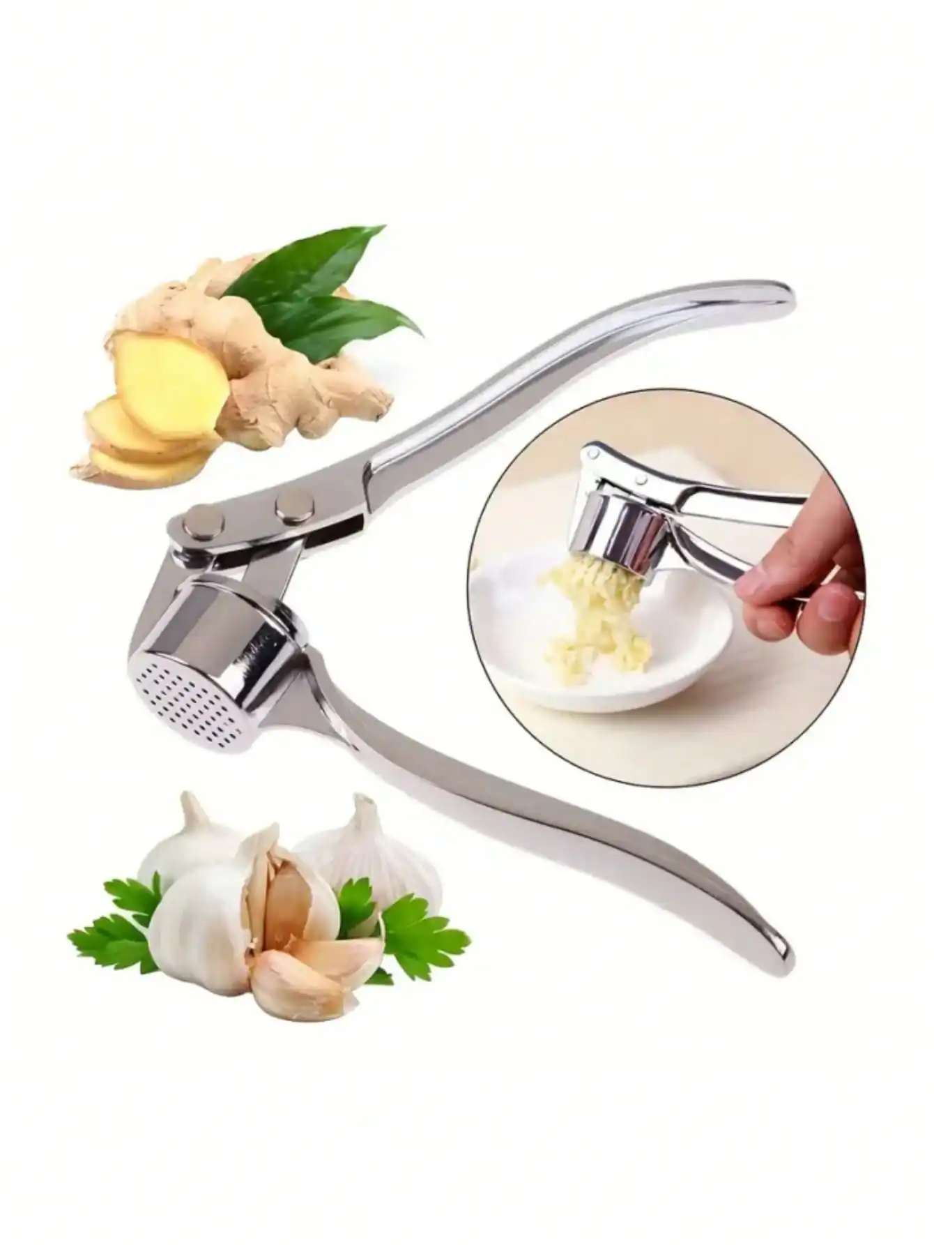 Kitchen Gadgets Ninja - Kitchen Garlic Press Crusher Mincer Stainless