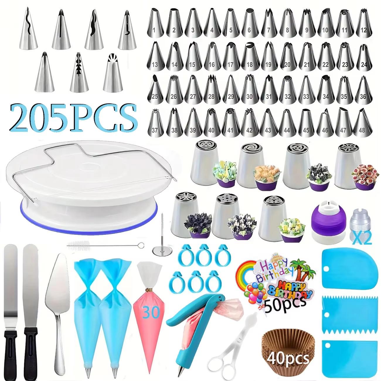 Cake Decorating Turntable - Cake decoration set with 205-piece rotating