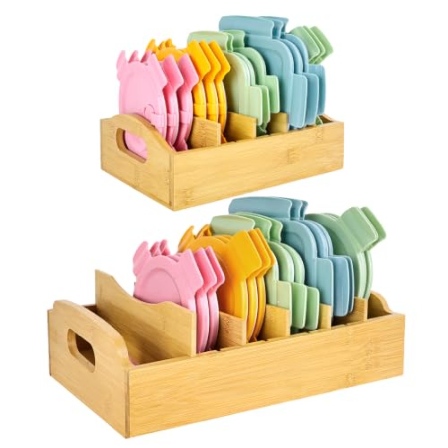 Food Storage Containers - 2 Pack Bamboo Lid Organizer, 10.6