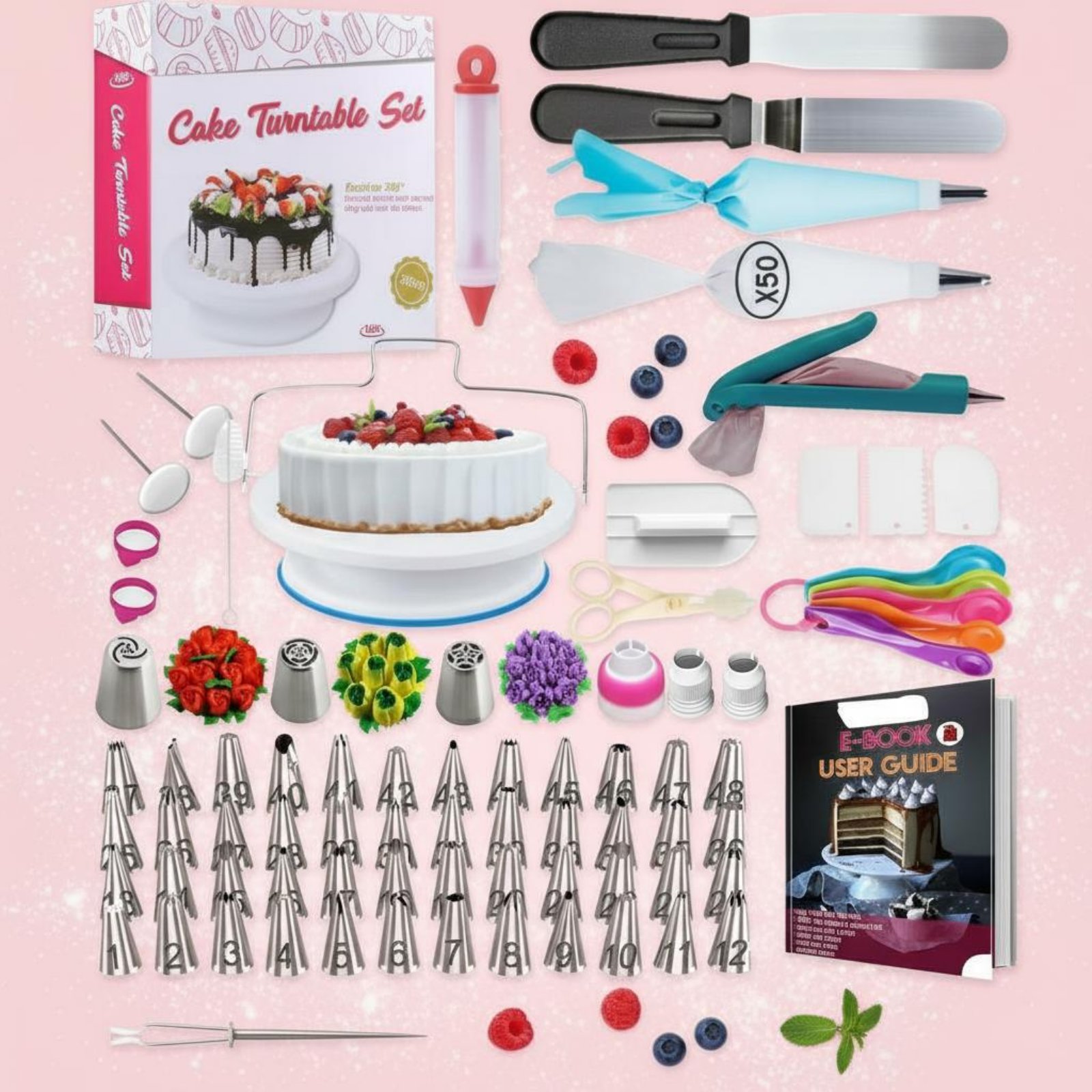 Cake Decorating Turntable - 356 Pieces Cake Decorating Kit Stainless