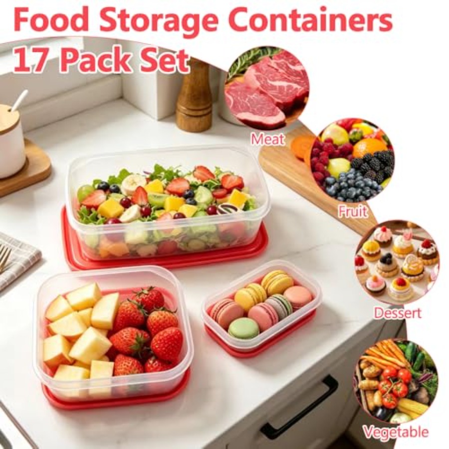 17Pcs Plastic Food Storage Set - Food Storage Containers review and price