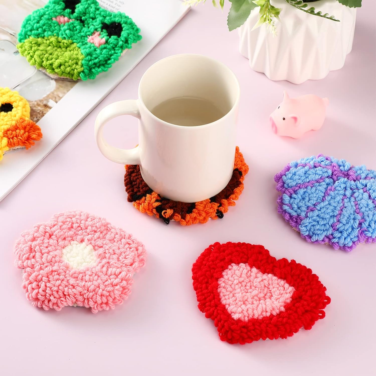 6Pcs Frog Punch Needle Coaster - Kitchen Gadgets Crossword review and price