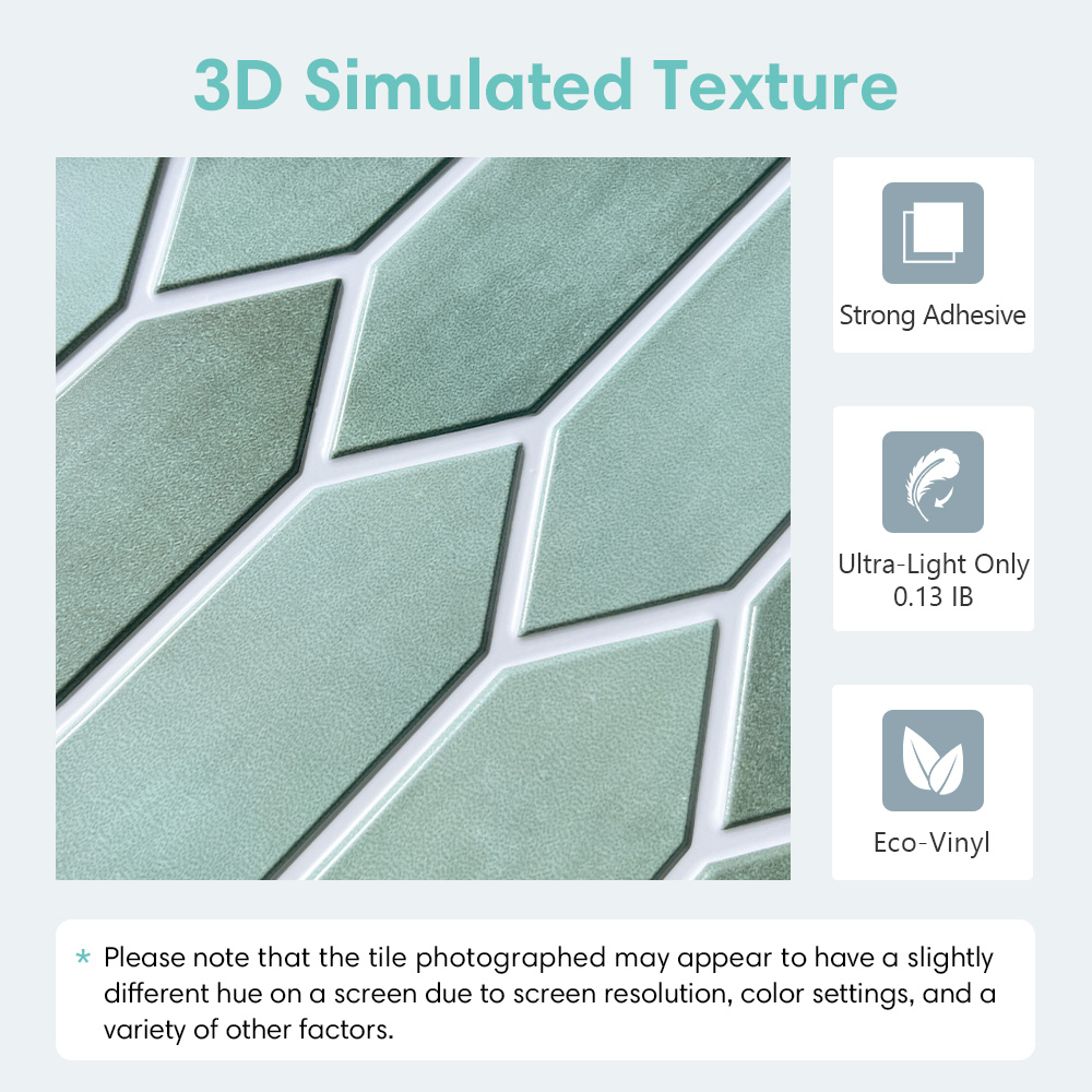 1/10pcs 3D Tile Sticker, Self- - Kitchen Gadgets Green review and price