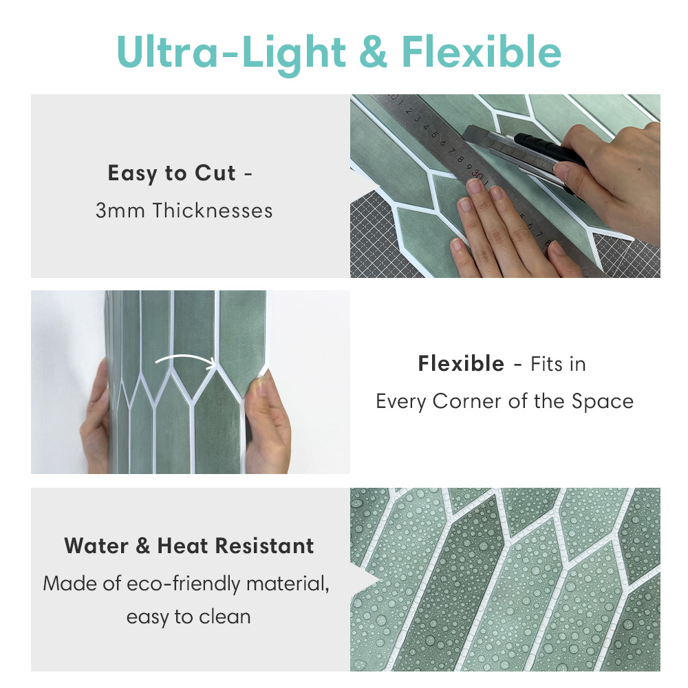 1/10pcs 3D Tile Sticker, Self- - Kitchen Gadgets Green review and price