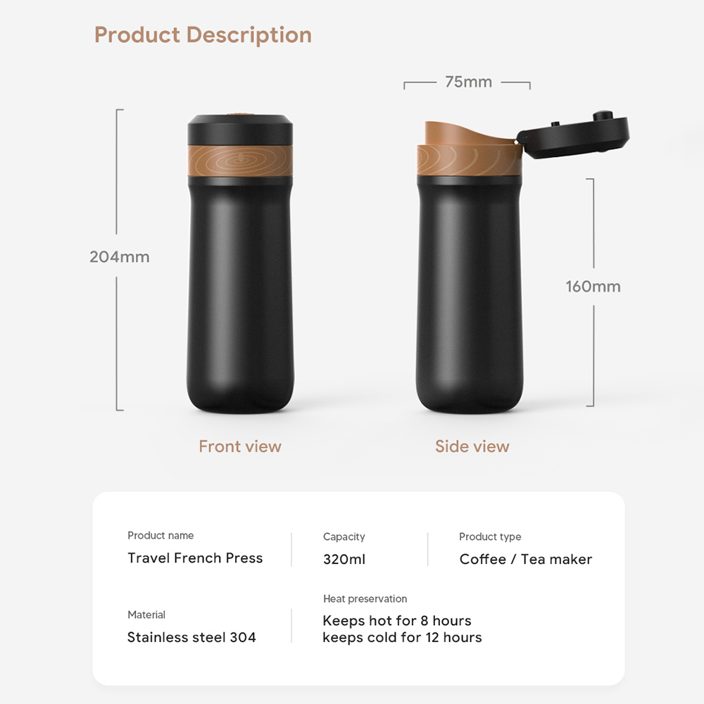 ICafilas 320ml Portable French - French Press Coffee Maker review and price