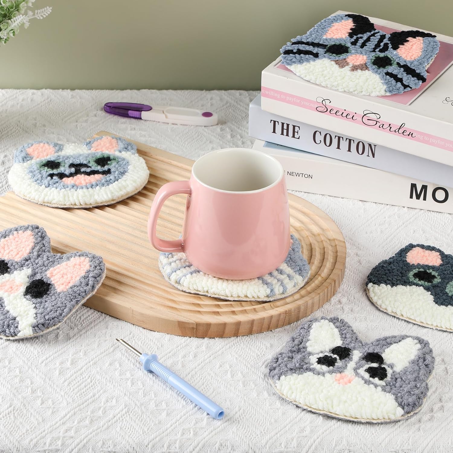 6PCS Set Punch Needle Coaster  - Kitchen Gadgets Crossword review and price